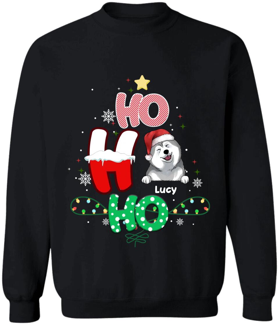 Ho Ho Ho Christmas Dogs - Personalized T-Shirt, Gift For Dog Lover