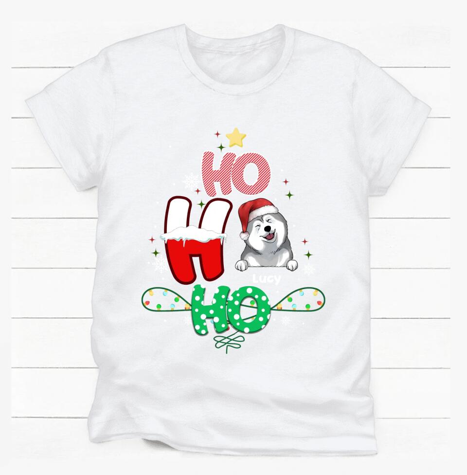 Ho Ho Ho Christmas Dogs - Personalized T-Shirt, Gift For Dog Lover