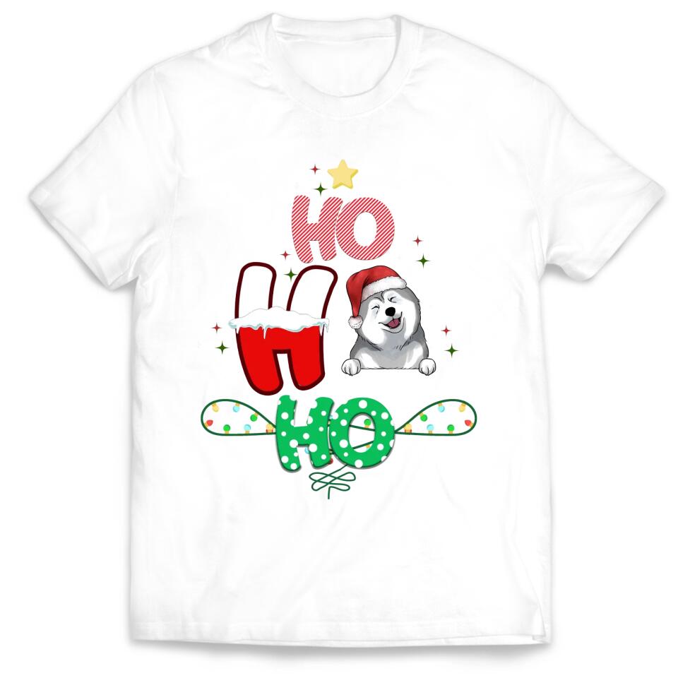 Ho Ho Ho Christmas Dogs - Personalized T-Shirt, Gift For Dog Lover