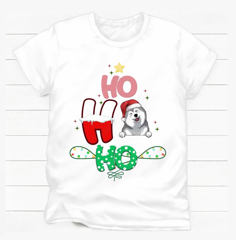 Ho Ho Ho Christmas Dogs - Personalized T-Shirt, Gift For Dog Lover
