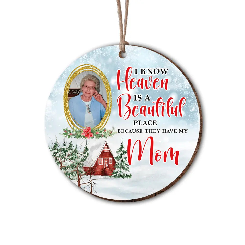 Christmas Farmhouse Memorial Family - Personalized Wooden Ornament