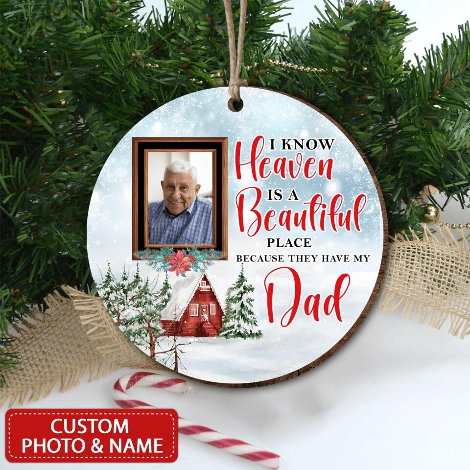 Christmas Farmhouse Memorial Family - Personalized Wooden Ornament