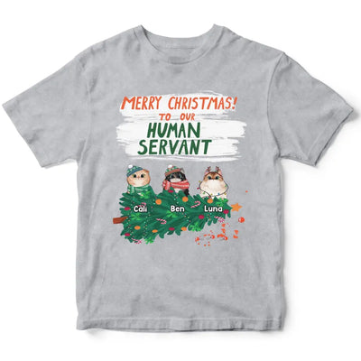 Merry Christmas To My Human Servant - Personalized Cat Shirt