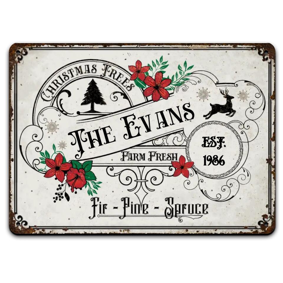 Farm Fresh Christmas Trees - Personalized Metal Sign