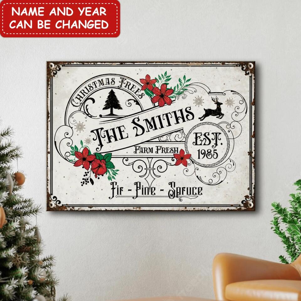Farm Fresh Christmas Trees - Personalized Metal Sign