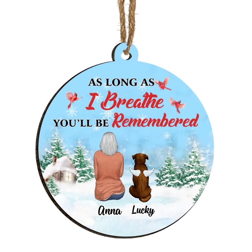 As Long As I Breathe Dog Wings - Personalized Ornament