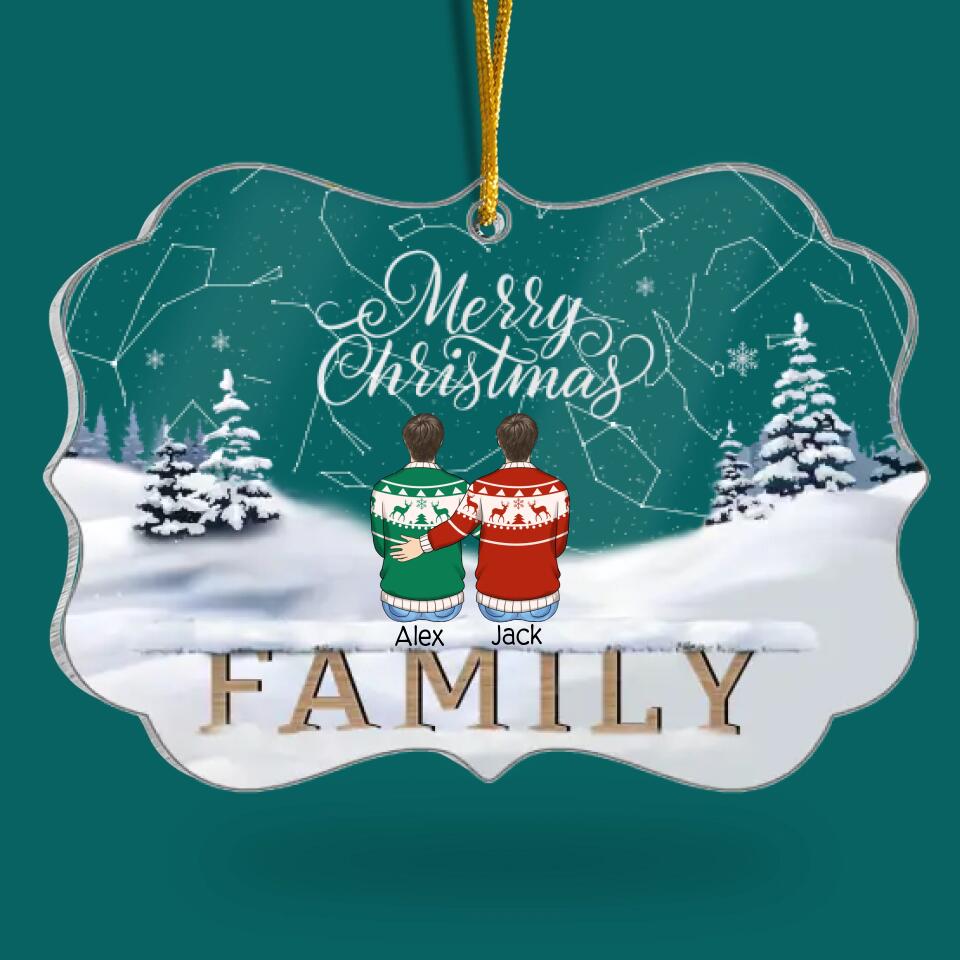 Merry Christmas Family 2022 - Personalized Acrylic Ornament, Gift For Family