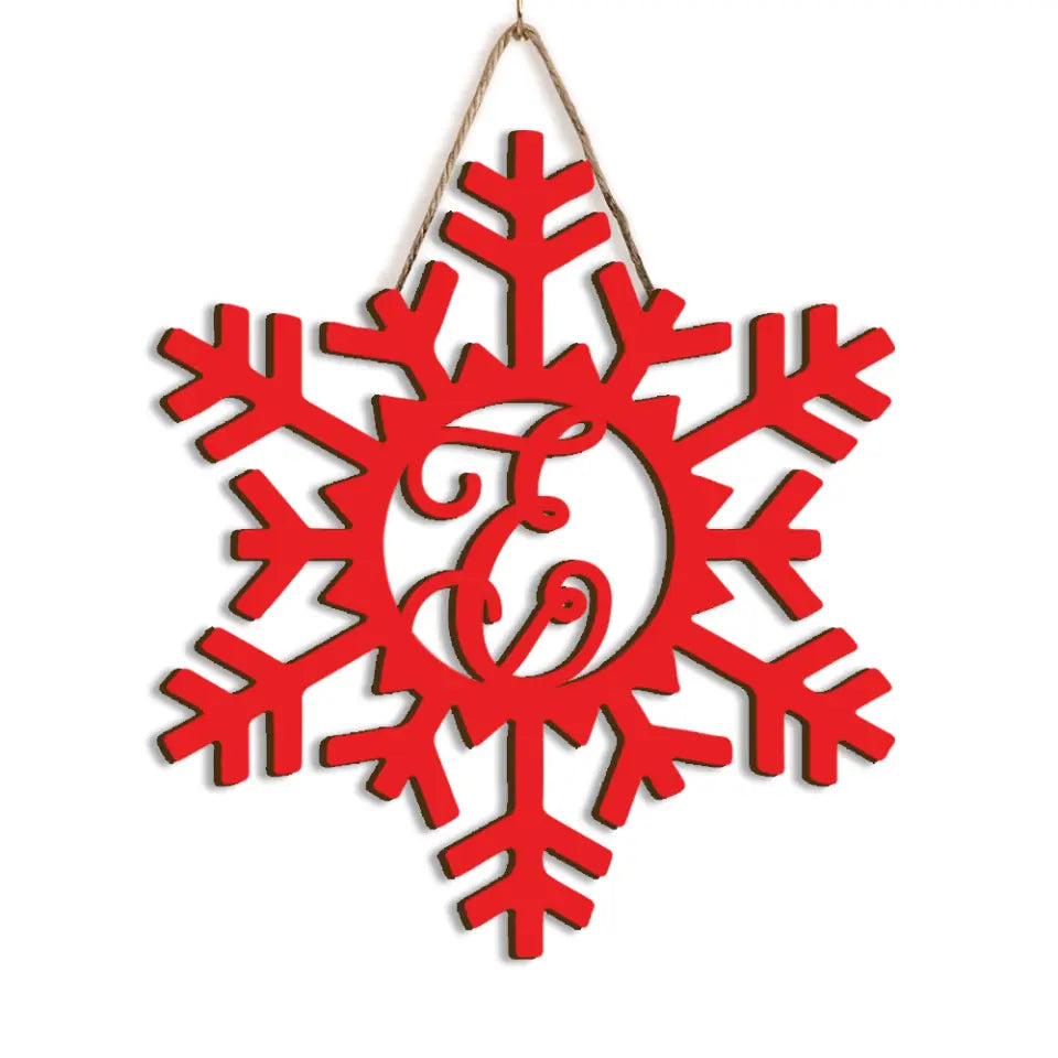 Wooden Snowflake Monogram, Wood Painted Monogram, Christmas decoration