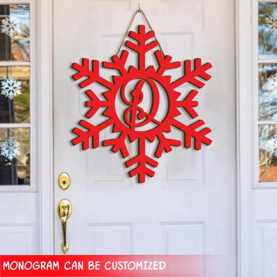 Wooden Snowflake Monogram, Wood Painted Monogram, Christmas decoration