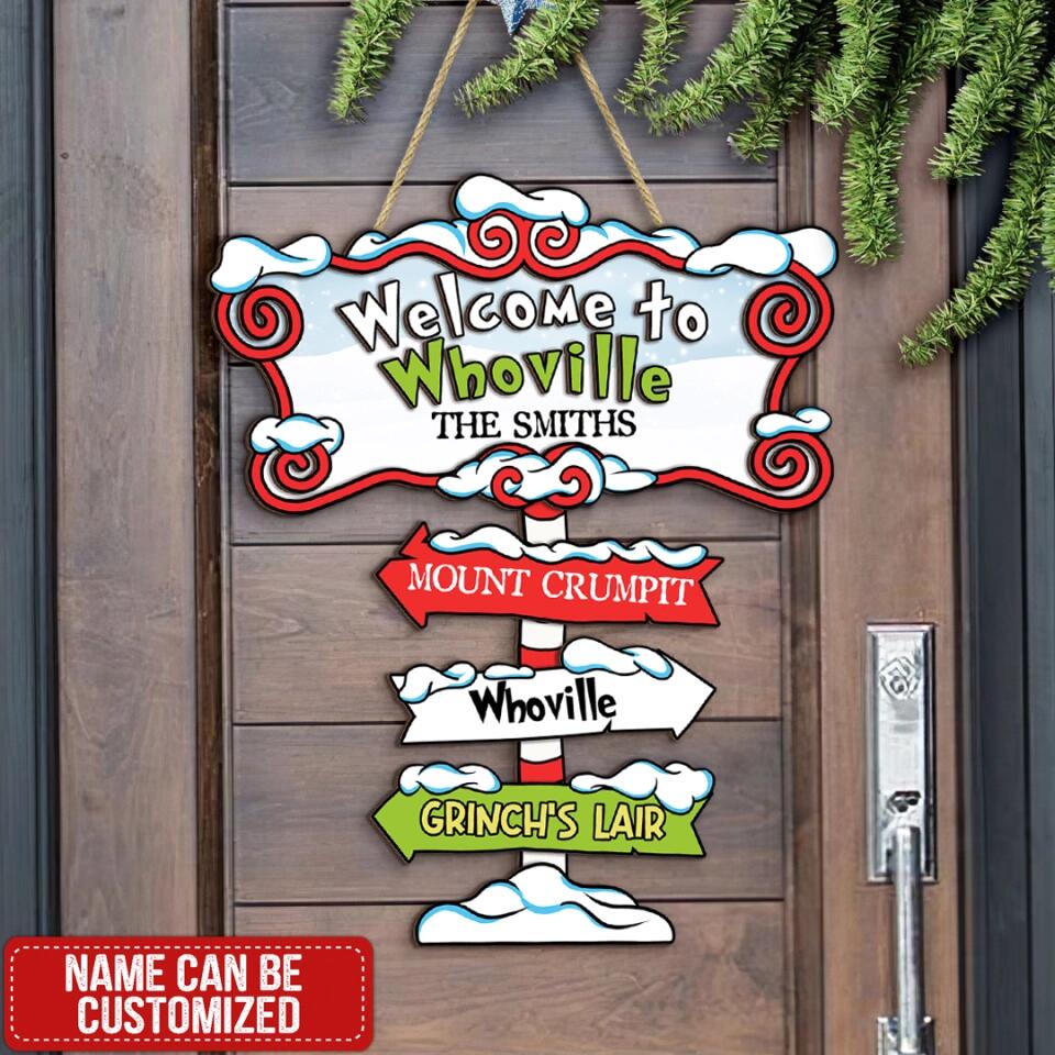 Welcome To Whoville, Christmas  Welcome  Sign - Personalized  2 Layer  Sign