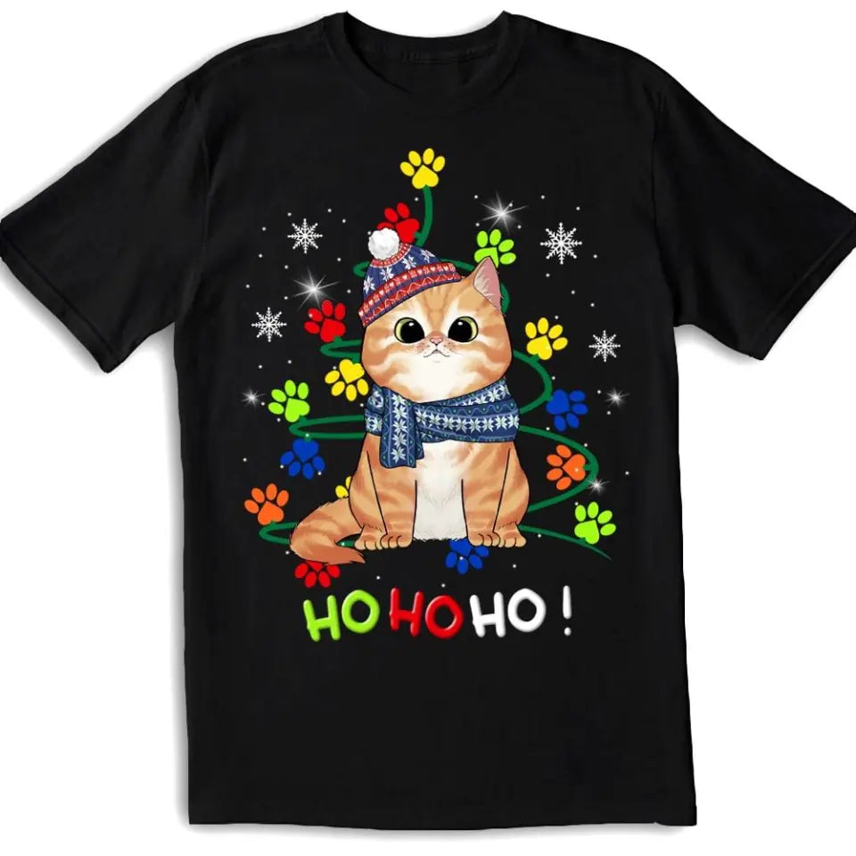 Hohoho Cat Paw Christmas Tree - Personalized Christmas Shirt