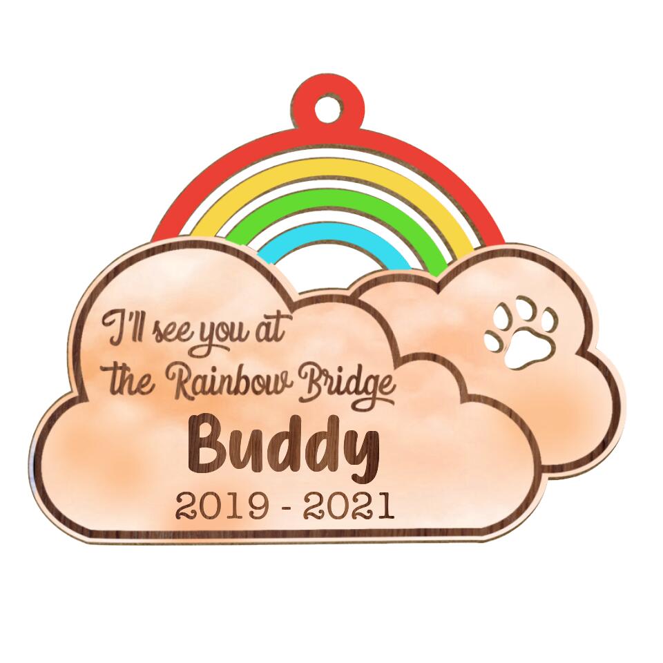 Rainbow Bridge Personalized Ornament, Pet Memorial Ornament, Pet Loss Christmas Ornament, Dog Memorial Ornament, Cat Memorial Wood