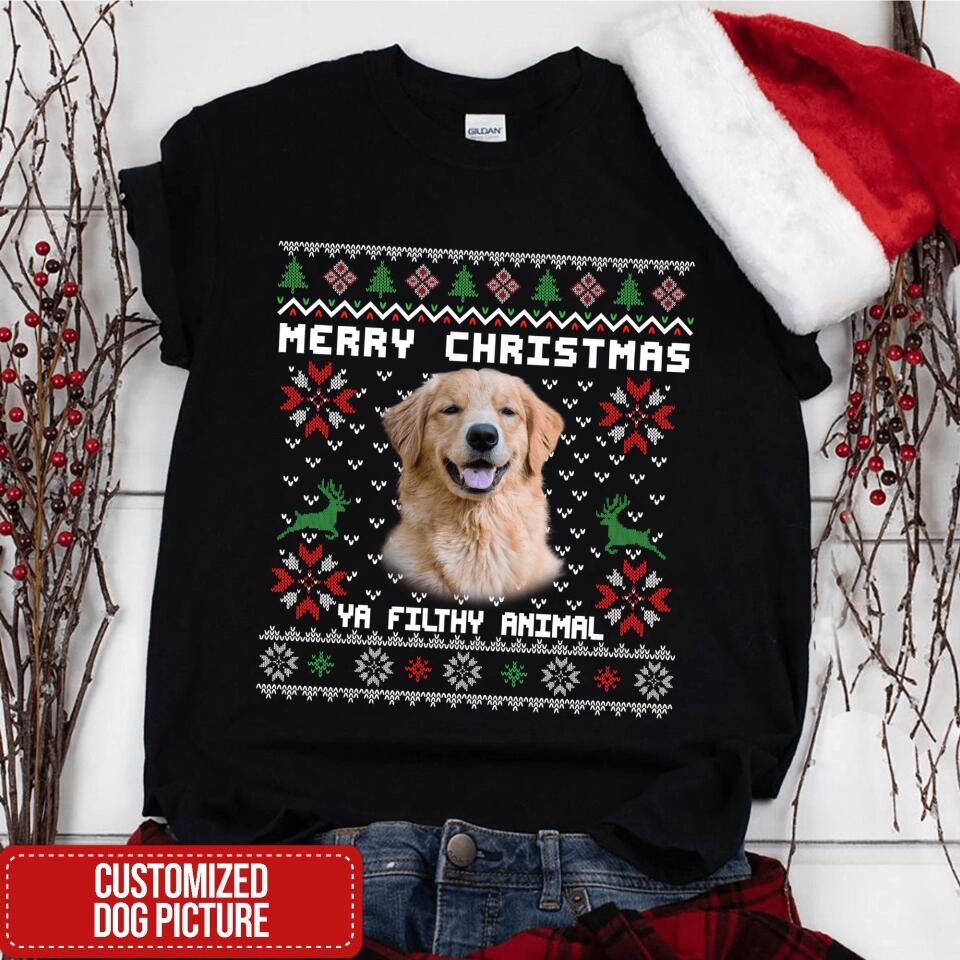 Merry Christmas Ya Filthy Animal - Personalized T-shirt, Christmas Sweatshirt For Pet Lover