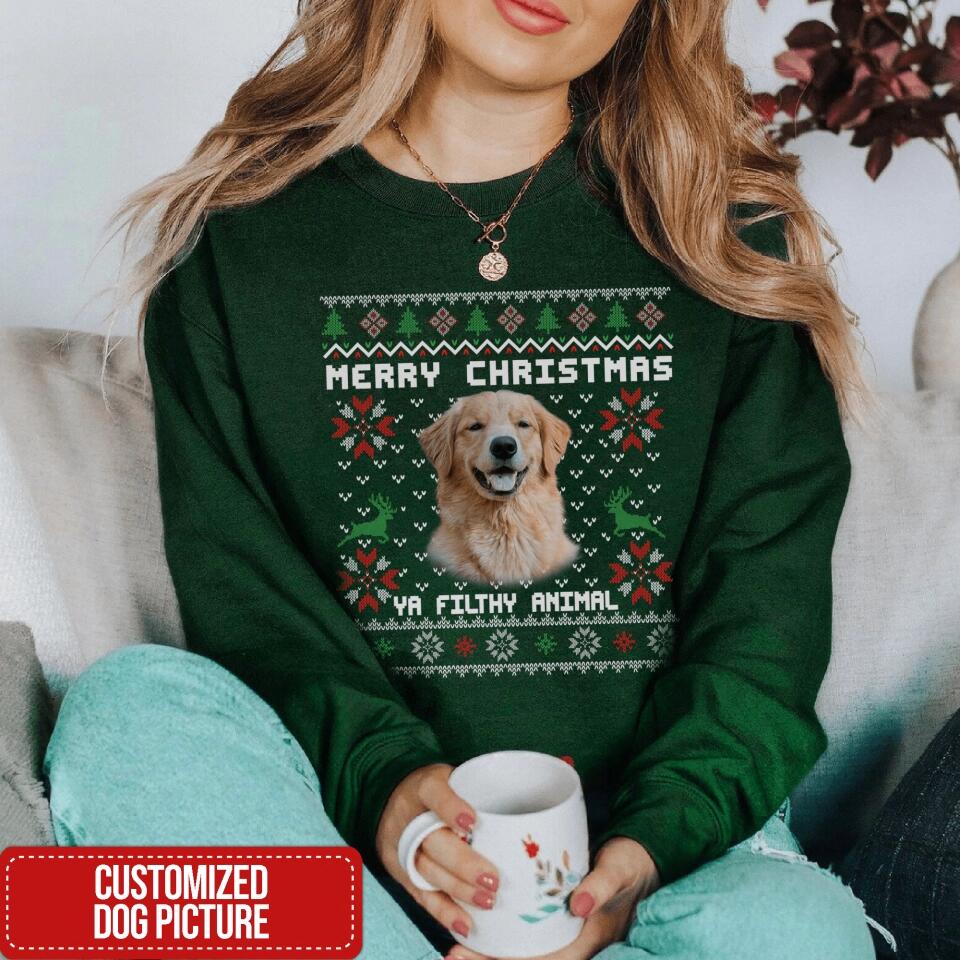 Merry Christmas Ya Filthy Animal - Personalized T-shirt, Christmas Sweatshirt For Pet Lover
