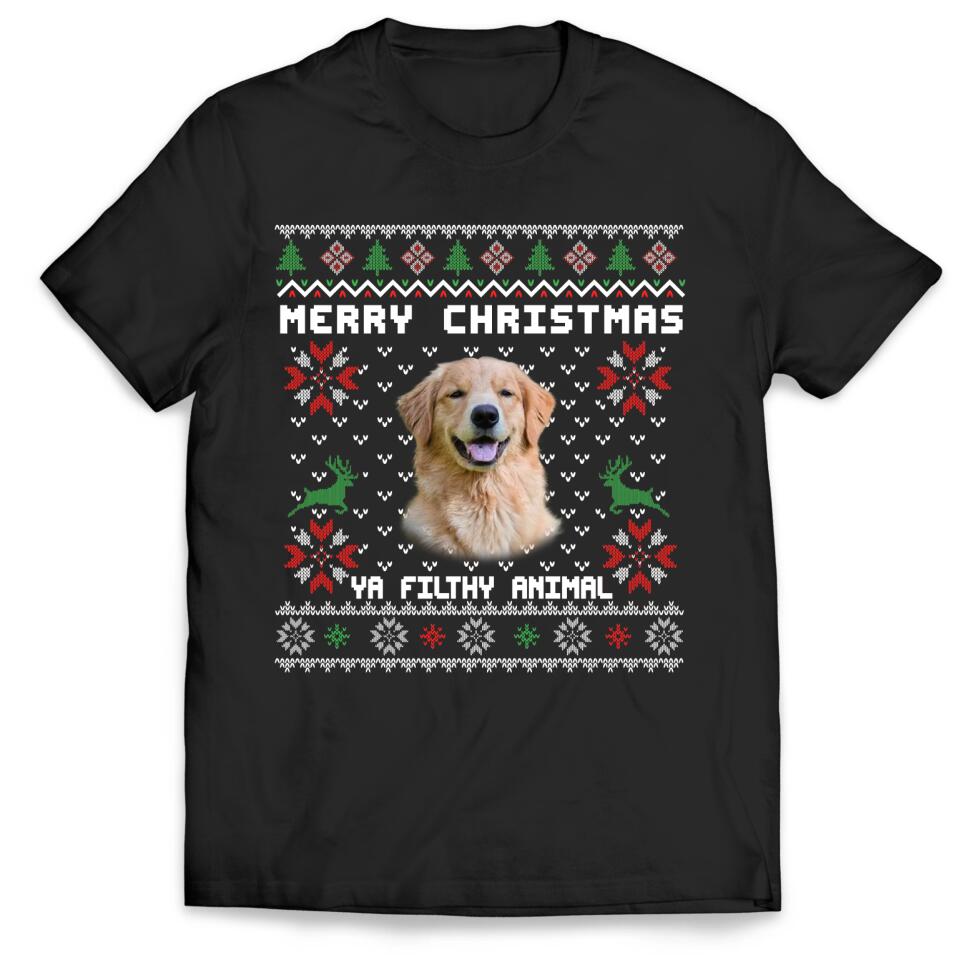 Merry Christmas Ya Filthy Animal - Personalized T-shirt, Christmas Sweatshirt For Pet Lover