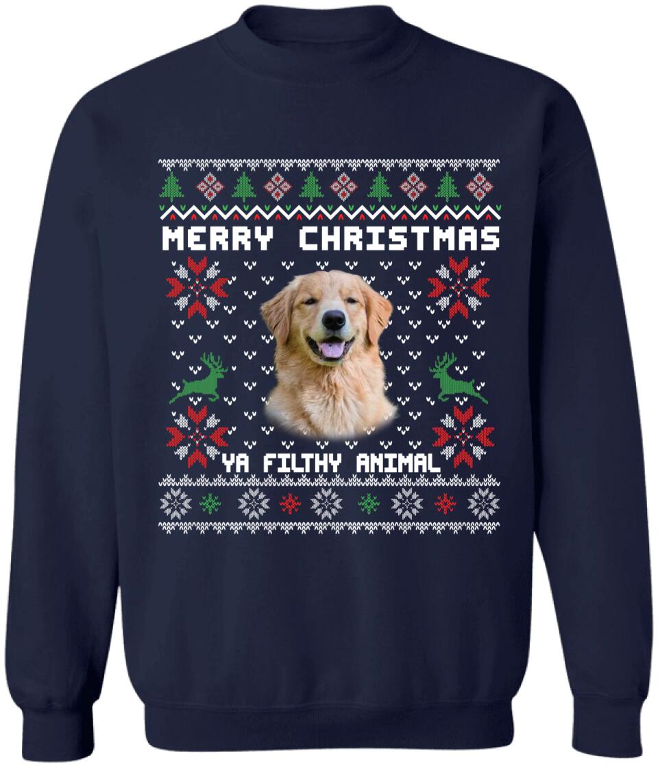 Merry Christmas Ya Filthy Animal - Personalized T-shirt, Christmas Sweatshirt For Pet Lover