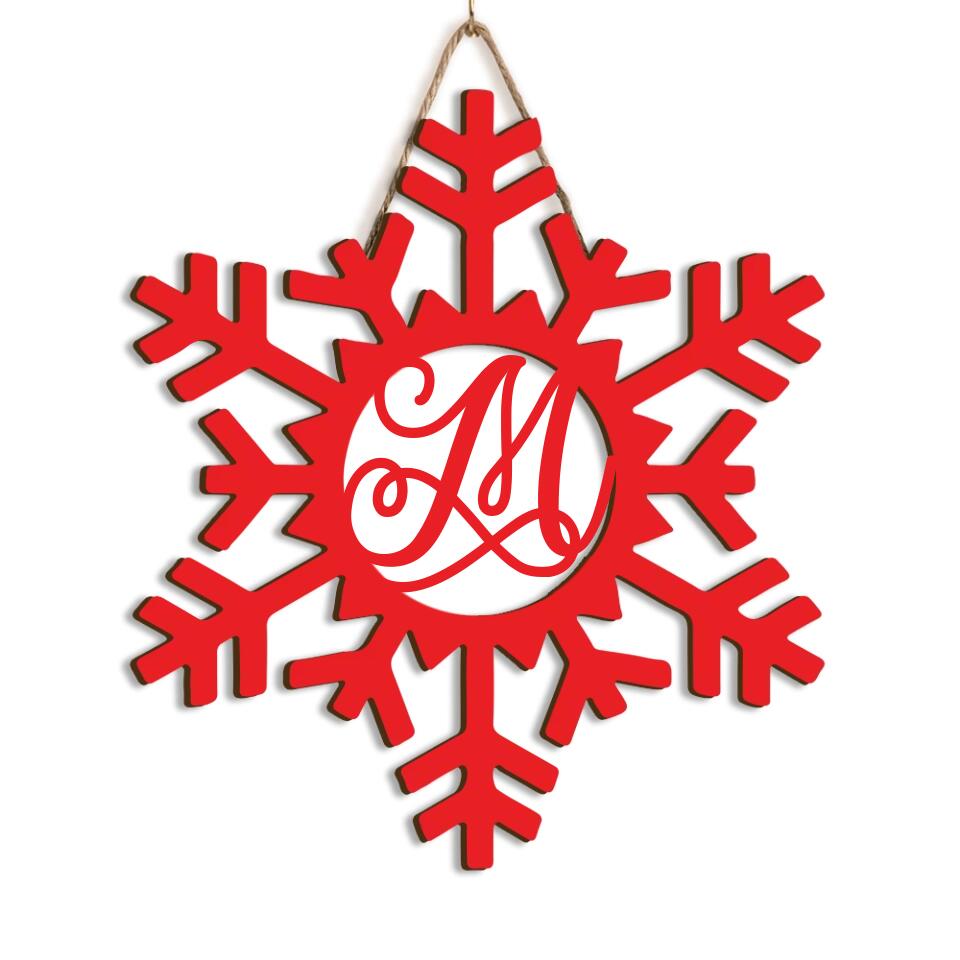 Wooden Snowflake Monogram, Wood Painted Monogram, Christmas decoration