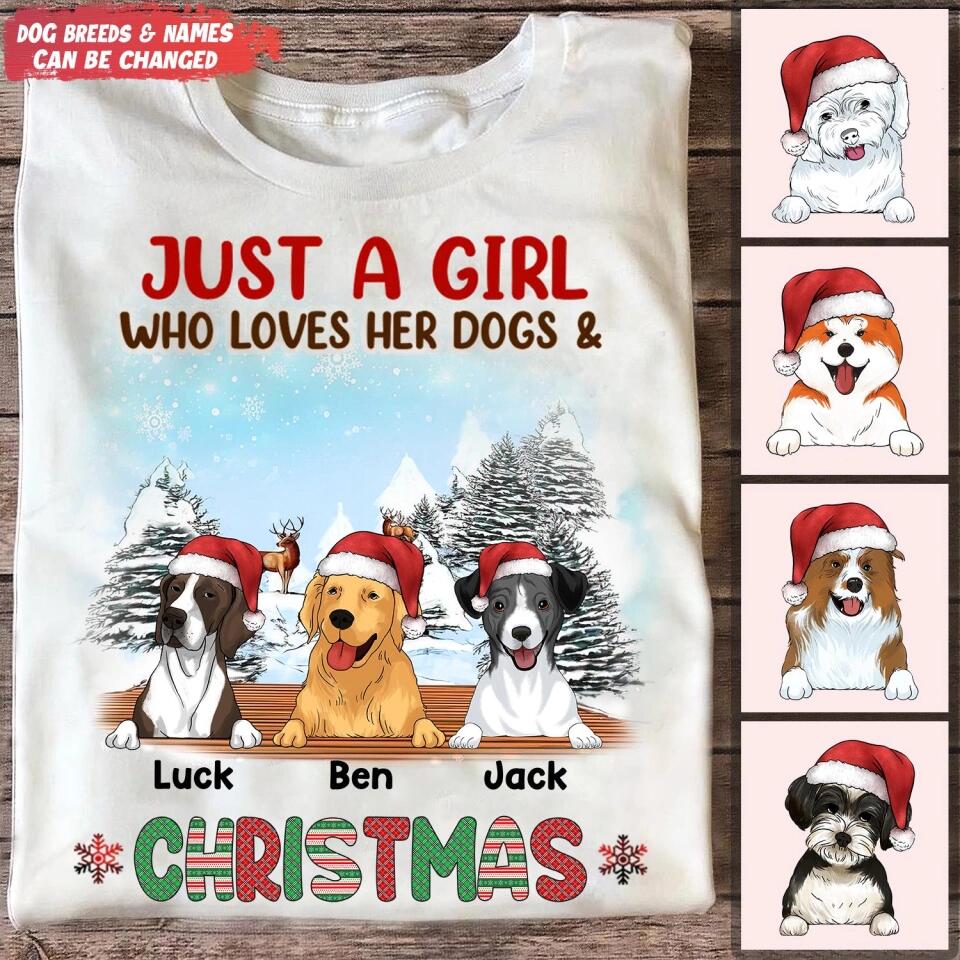 Just A Girl Who Loves Her Dog and Christmas - Personalized Shirt