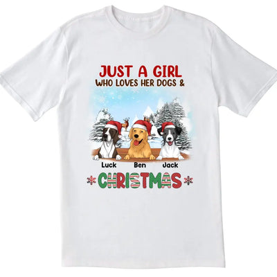 Just A Girl Who Loves Her Dog and Christmas - Personalized Shirt