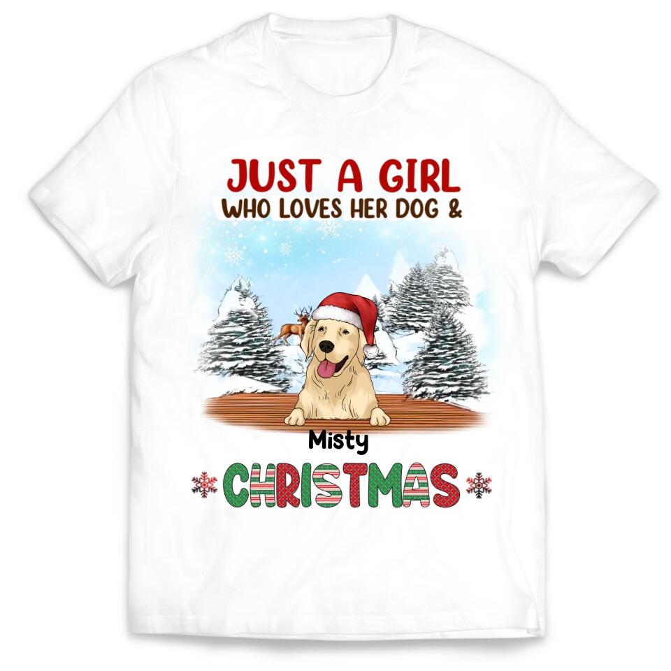 Just A Girl Who Loves Her Dog and Christmas - Personalized Shirt