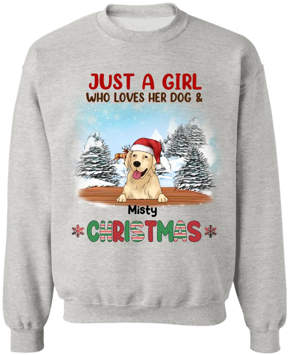 Just A Girl Who Loves Her Dog and Christmas - Personalized Shirt