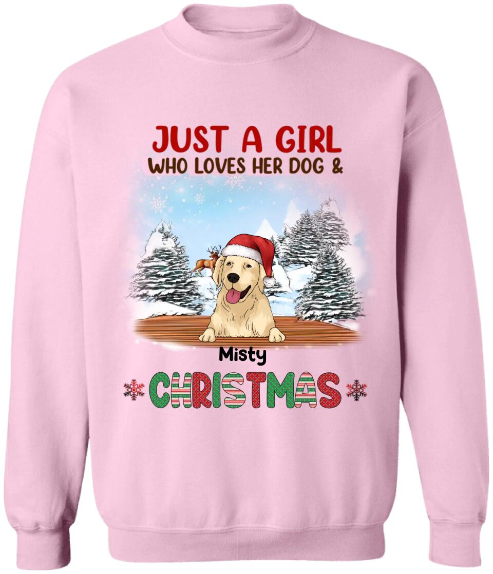 Just A Girl Who Loves Her Dog and Christmas - Personalized Shirt