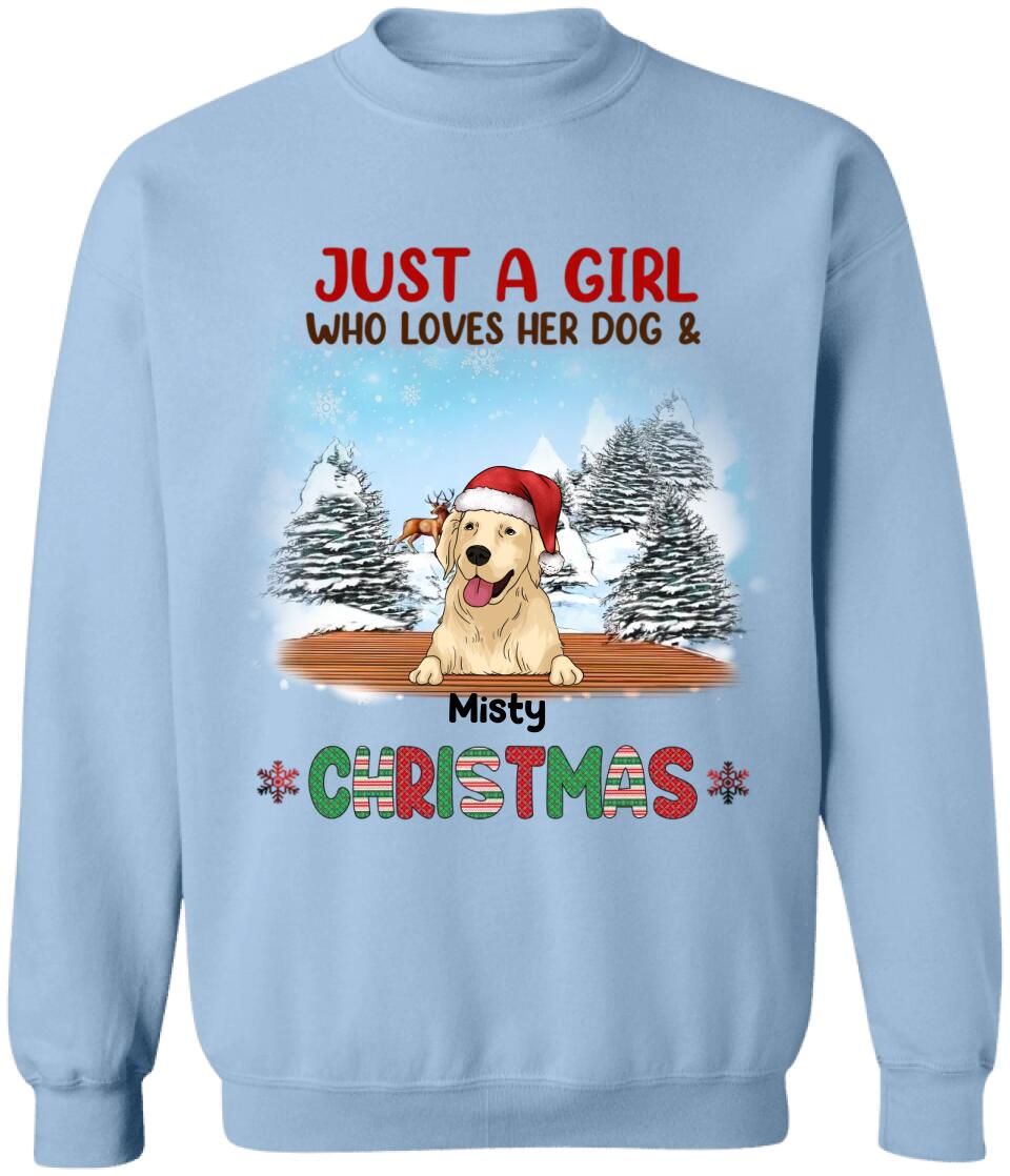 Just A Girl Who Loves Her Dog and Christmas - Personalized Shirt
