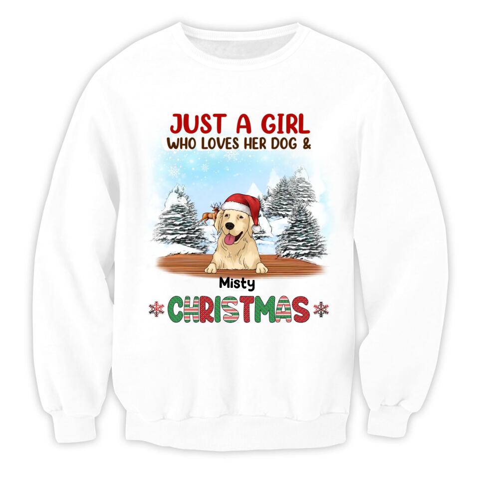 Just A Girl Who Loves Her Dog and Christmas - Personalized Shirt