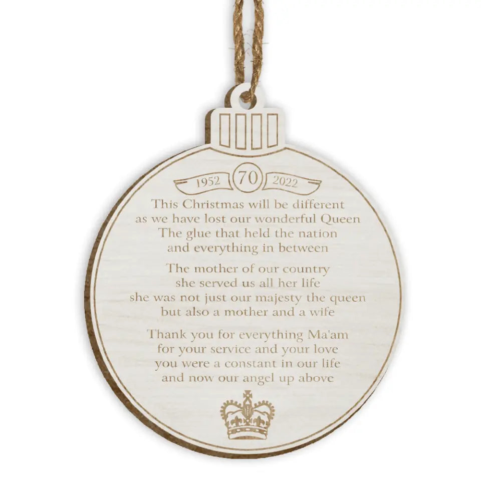 Memorial Decoration - Queen Elizabeth Second Christmas In Memory Bauble