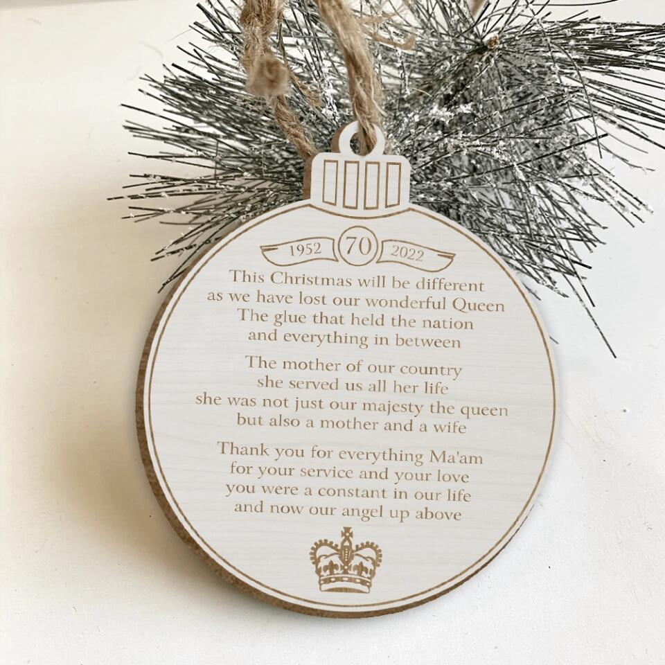 Memorial Decoration - Queen Elizabeth Second Christmas In Memory Bauble