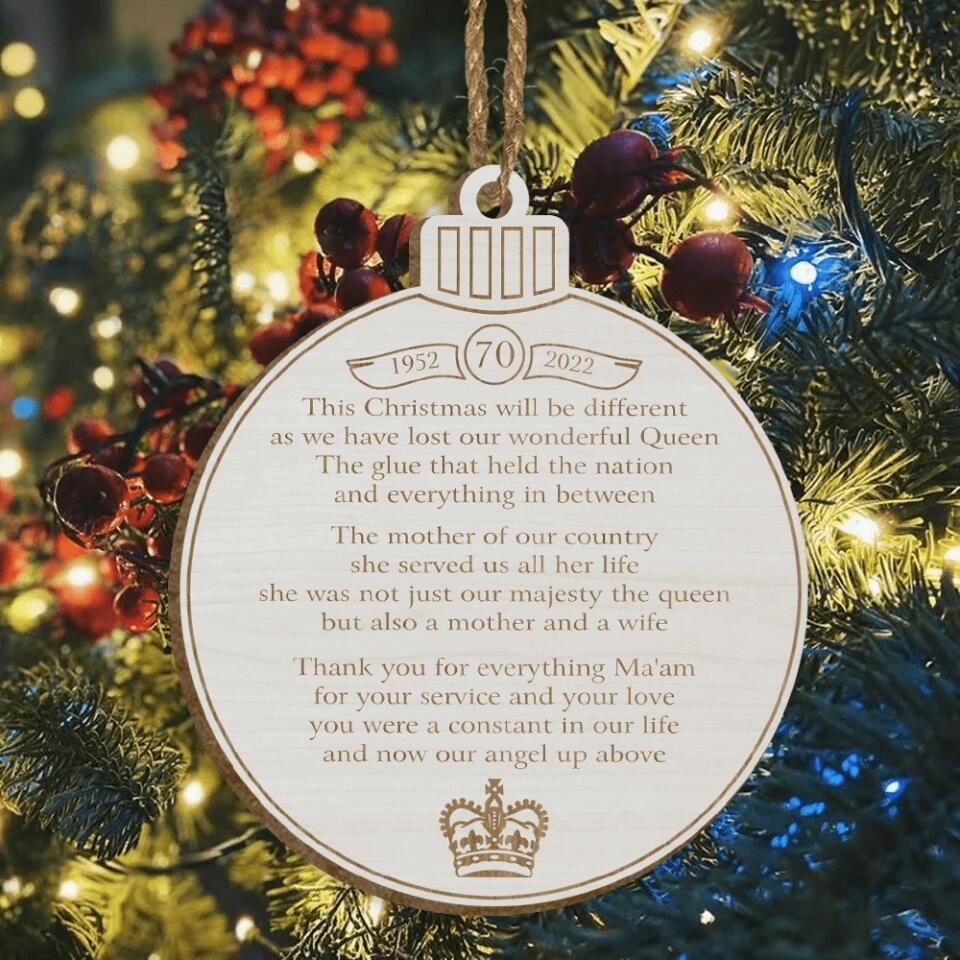 Memorial Decoration - Queen Elizabeth Second Christmas In Memory Bauble