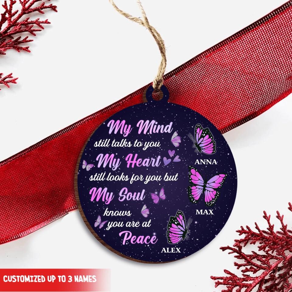 My Soul Knows You're At Peace - Personalized Wooden Ornament, Butterfly Memorial Ornament