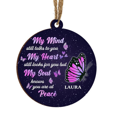 My Soul Knows You're At Peace - Personalized Wooden Ornament, Butterfly Memorial Ornament