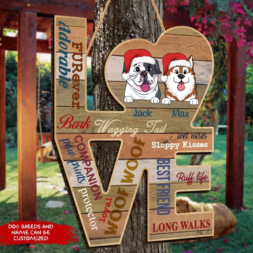 Love Dogs Art Wood, Dog Lovers Gift - Personalized Wood Sign