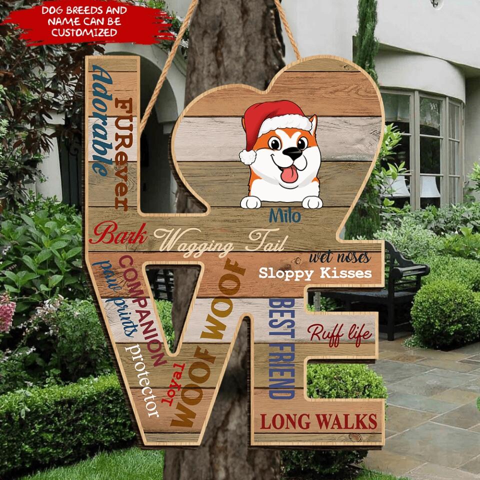 Love Dogs Art Wood, Dog Lovers Gift - Personalized Wood Sign