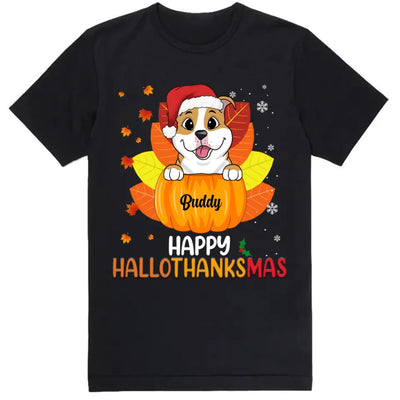 Happy HalloThanksMas Dog Shirt - Personalized Christmas Shirt