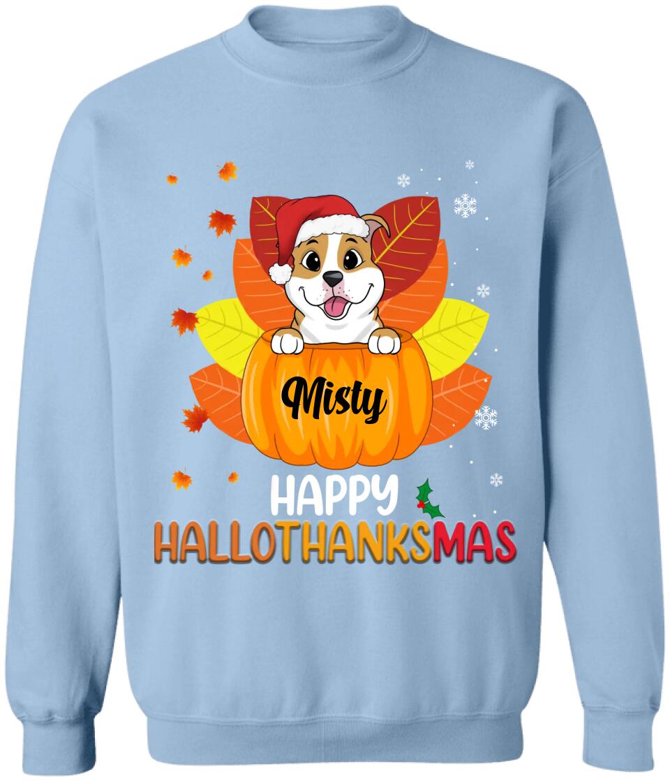 Happy HalloThanksMas Dog Shirt - Personalized Christmas Shirt