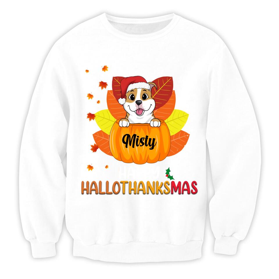 Happy HalloThanksMas Dog Shirt - Personalized Christmas Shirt