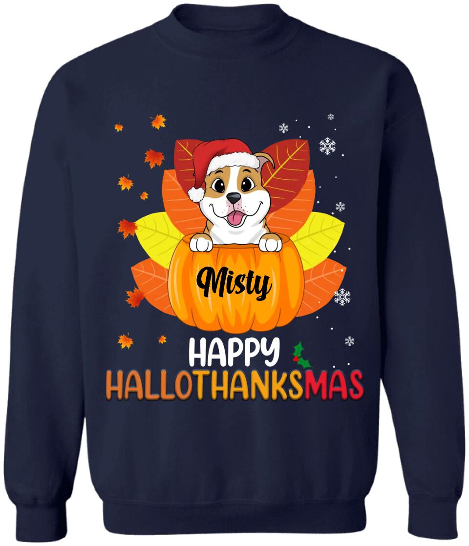 Happy HalloThanksMas Dog Shirt - Personalized Christmas Shirt