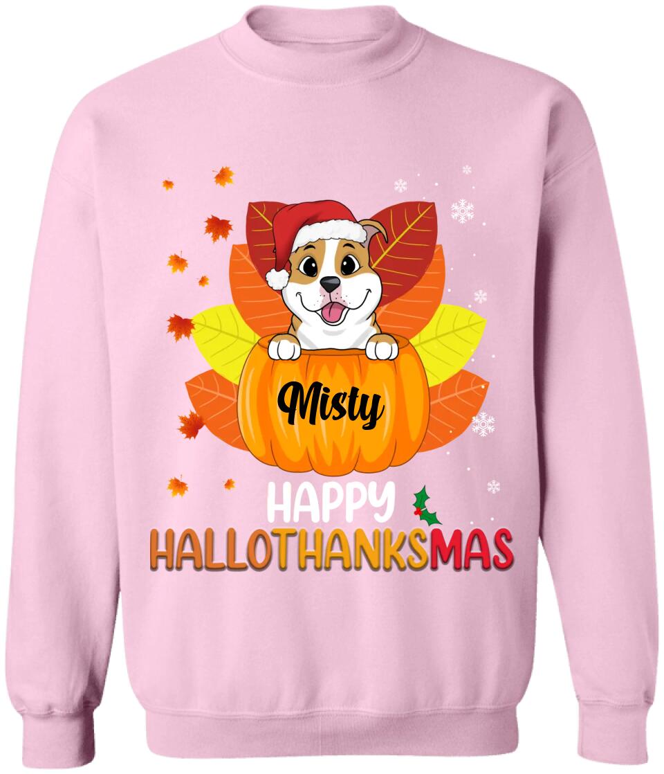 Happy HalloThanksMas Dog Shirt - Personalized Christmas Shirt
