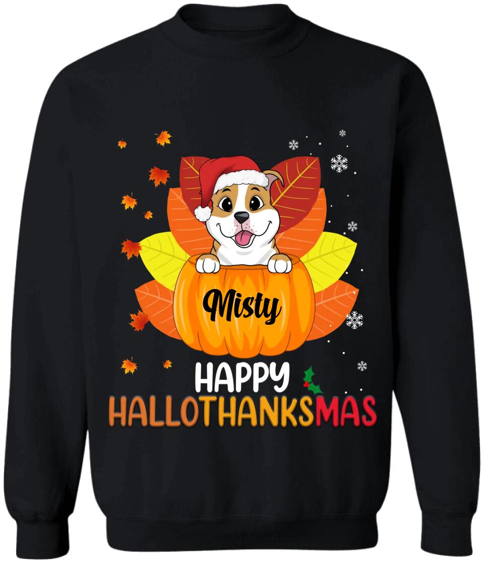 Happy HalloThanksMas Dog Shirt - Personalized Christmas Shirt
