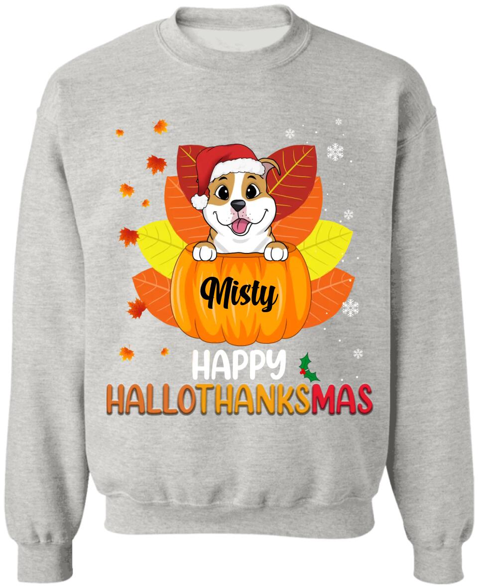 Happy HalloThanksMas Dog Shirt - Personalized Christmas Shirt