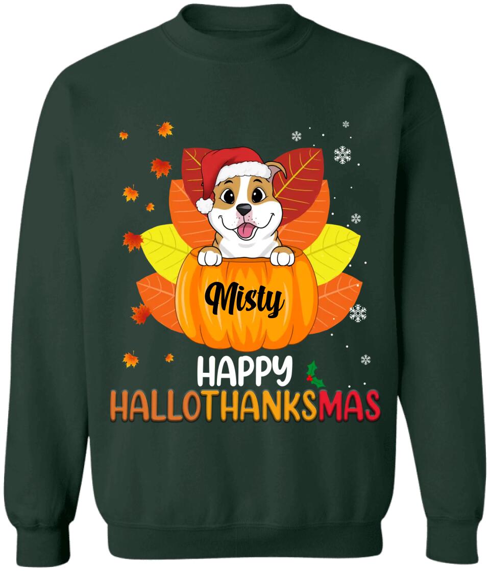 Happy HalloThanksMas Dog Shirt - Personalized Christmas Shirt