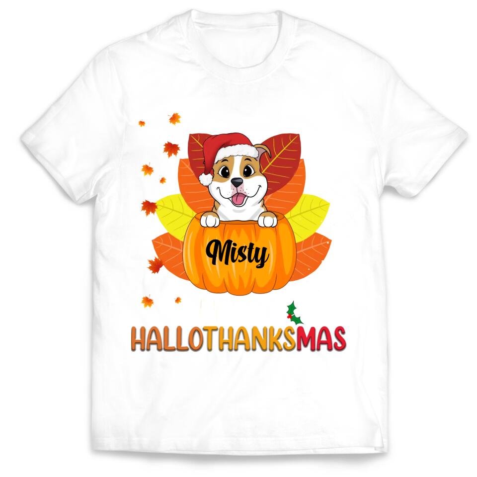 Happy HalloThanksMas Dog Shirt - Personalized Christmas Shirt