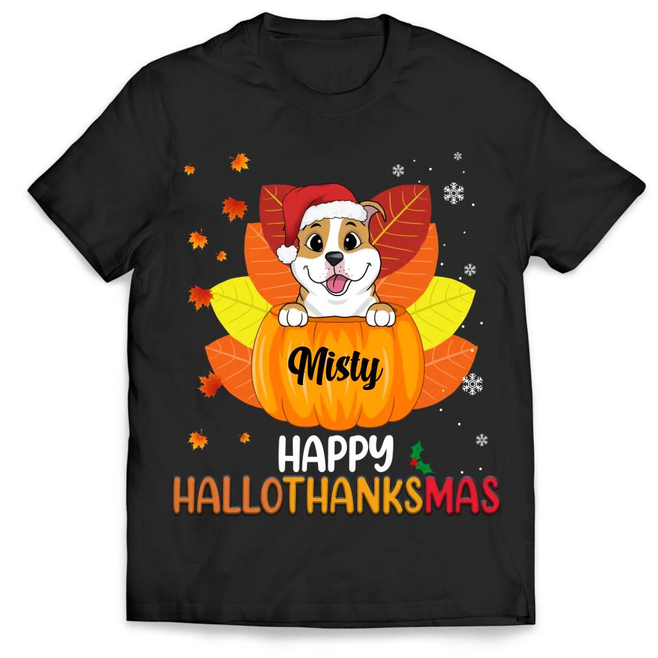 Happy HalloThanksMas Dog Shirt - Personalized Christmas Shirt