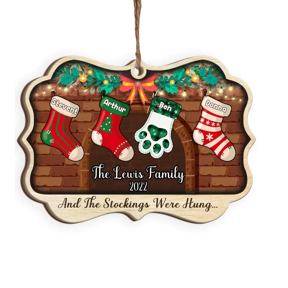 Christmas Stockings Hanging, And Stockings Were Hung  - Personalized Wooden Ornament