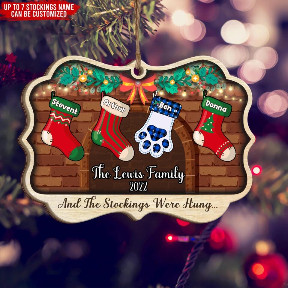Christmas Stockings Hanging, And Stockings Were Hung  - Personalized Wooden Ornament