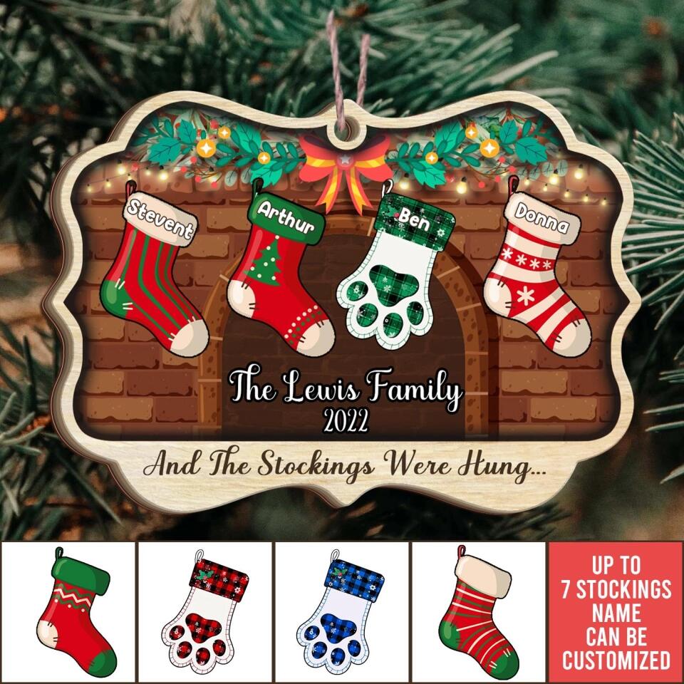 Christmas Stockings Hanging, And Stockings Were Hung  - Personalized Wooden Ornament