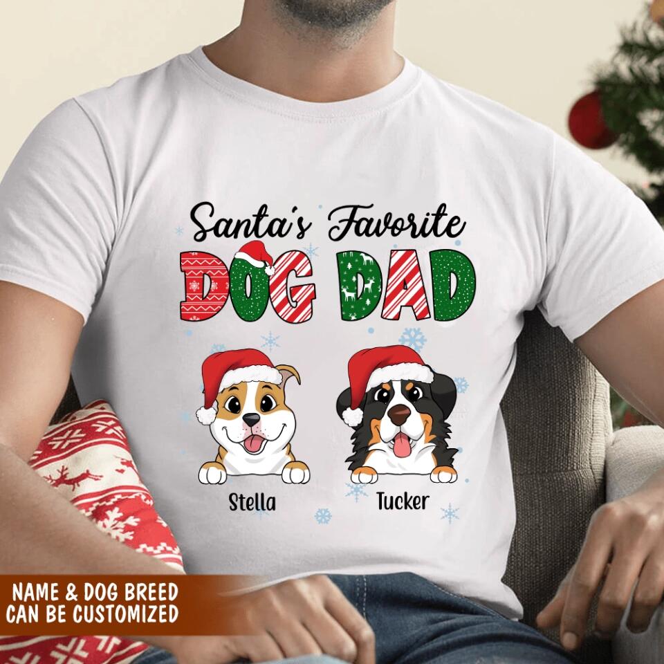 Santa's Favorite Dog Dad Shirt - Personalized Shirt