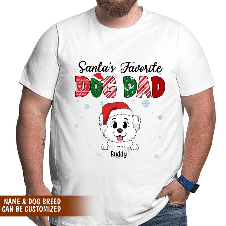 Santa's Favorite Dog Dad Shirt - Personalized Shirt